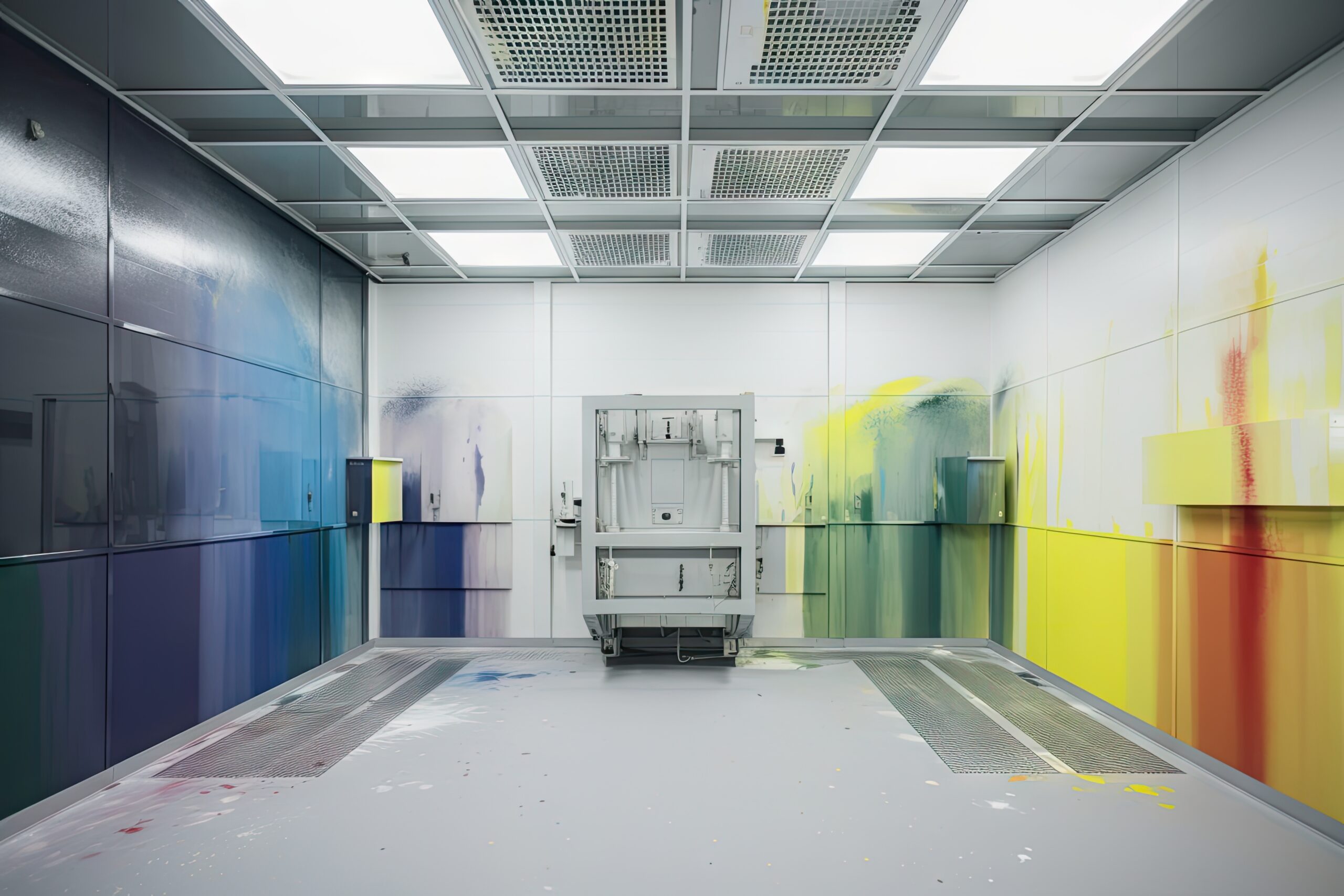 Průmyslový prostor pro lakování. Technologické čištění lakoven